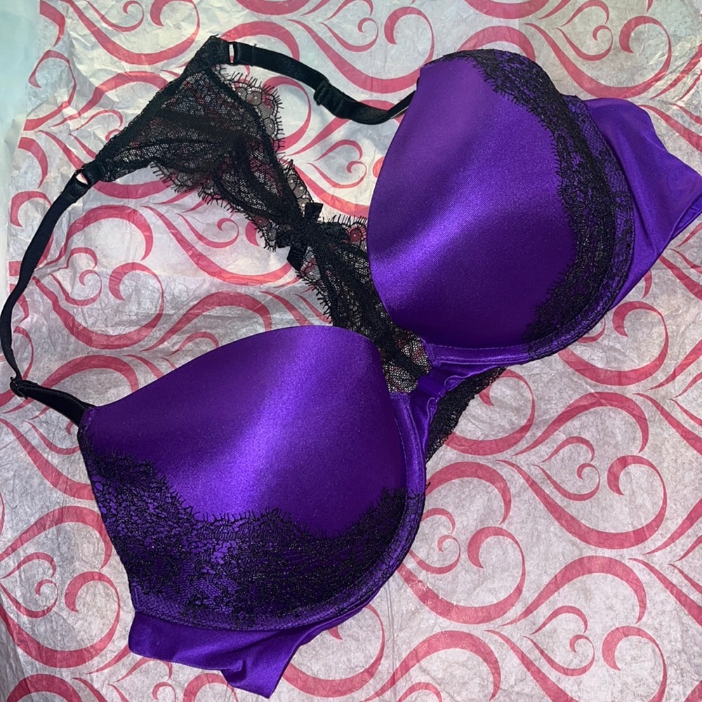 Very Sexy Push-up Bra With Lace Racerback Purple